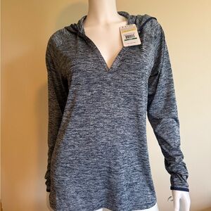Under Armour Dark Blue Women's Tech Long‎ Sleeve Hooded Henley Pullover Sz L NWT